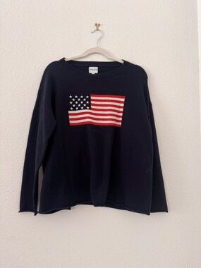 Newport Knits Navy Sweater with American Flag